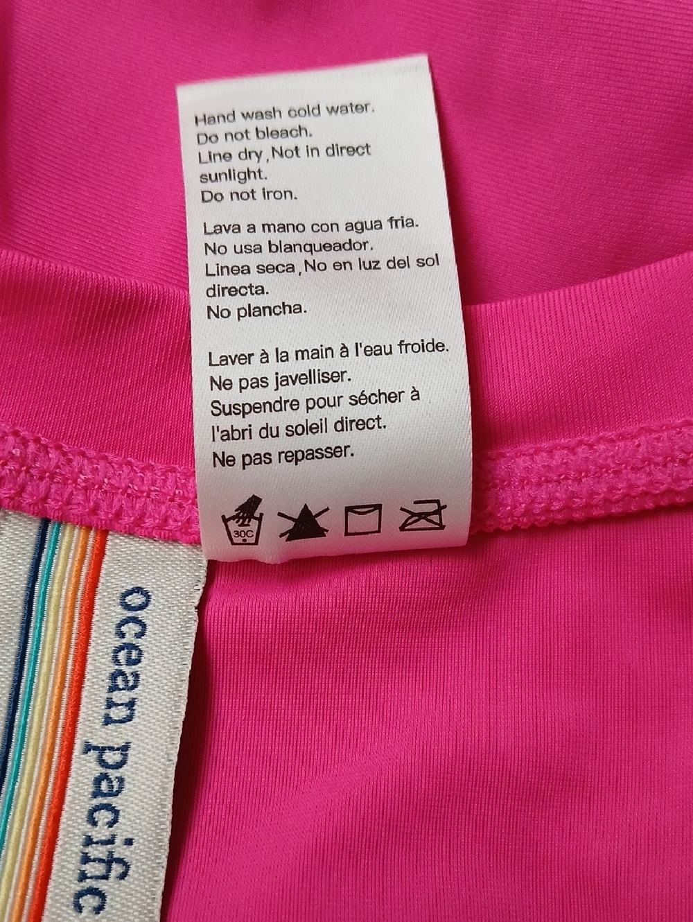 NWT Ocean Pacific Hot Pink Rashguard Sz Large - Picture 7 of 8